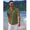 COOFANDY Shirts for Men Short Sleeve Button Down Shirt Casual Summer Beach Shirts(Chive)