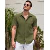 COOFANDY Shirts for Men Short Sleeve Button Down Shirt Casual Summer Beach Shirts(Chive)