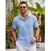 COOFANDY Shirts for Men Short Sleeve Button Down Shirt Casual Summer Beach Shirts(Clean Blue)
