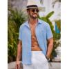 COOFANDY Shirts for Men Short Sleeve Button Down Shirt Casual Summer Beach Shirts(Clean Blue)