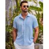 COOFANDY Shirts for Men Short Sleeve Button Down Shirt Casual Summer Beach Shirts(Clean Blue)