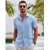 COOFANDY Shirts for Men Short Sleeve Button Down Shirt Casual Summer Beach Shirts(Clean Blue)