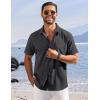 COOFANDY Shirts for Men Short Sleeve Button Down Shirt Casual Summer Beach Shirts(Dark Grey)