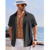 COOFANDY Shirts for Men Short Sleeve Button Down Shirt Casual Summer Beach Shirts(Dark Grey)