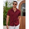 COOFANDY Shirts for Men Short Sleeve Button Down Shirt Casual Summer Beach Shirts(Dark Red)