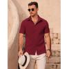 COOFANDY Shirts for Men Short Sleeve Button Down Shirt Casual Summer Beach Shirts(Dark Red)