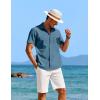 COOFANDY Shirts for Men Short Sleeve Button Down Shirt Casual Summer Beach Shirts(Deep Blue)