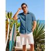 COOFANDY Shirts for Men Short Sleeve Button Down Shirt Casual Summer Beach Shirts(Deep Blue)