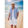 COOFANDY Shirts for Men Short Sleeve Button Down Shirt Casual Summer Beach Shirts(Denim Blue)