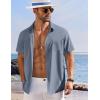 COOFANDY Shirts for Men Short Sleeve Button Down Shirt Casual Summer Beach Shirts(Grayish Blue)