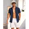 COOFANDY Shirts for Men Short Sleeve Button Down Shirt Casual Summer Beach Shirts(Indigo)