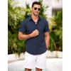 COOFANDY Shirts for Men Short Sleeve Button Down Shirt Casual Summer Beach Shirts(Indigo)