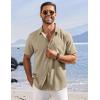 COOFANDY Shirts for Men Short Sleeve Button Down Shirt Casual Summer Beach Shirts(Khaki)
