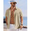 COOFANDY Shirts for Men Short Sleeve Button Down Shirt Casual Summer Beach Shirts(Khaki)