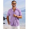 COOFANDY Shirts for Men Short Sleeve Button Down Shirt Casual Summer Beach Shirts(Lavender)