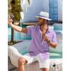 COOFANDY Shirts for Men Short Sleeve Button Down Shirt Casual Summer Beach Shirts(Lavender)