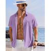 COOFANDY Shirts for Men Short Sleeve Button Down Shirt Casual Summer Beach Shirts(Lavender)