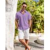 COOFANDY Shirts for Men Short Sleeve Button Down Shirt Casual Summer Beach Shirts(Lavender)
