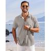 COOFANDY Shirts for Men Short Sleeve Button Down Shirt Casual Summer Beach Shirts(Light Grey)