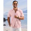 COOFANDY Shirts for Men Short Sleeve Button Down Shirt Casual Summer Beach Shirts(Light Pink)