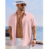 COOFANDY Shirts for Men Short Sleeve Button Down Shirt Casual Summer Beach Shirts(Light Pink)
