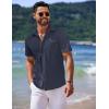 COOFANDY Shirts for Men Short Sleeve Button Down Shirt Casual Summer Beach Shirts(Medieval Blue)