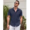 COOFANDY Shirts for Men Short Sleeve Button Down Shirt Casual Summer Beach Shirts(Medieval Blue)