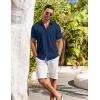 COOFANDY Shirts for Men Short Sleeve Button Down Shirt Casual Summer Beach Shirts(Navy Blue)