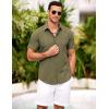 COOFANDY Shirts for Men Short Sleeve Button Down Shirt Casual Summer Beach Shirts(Olive Drab)