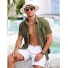 COOFANDY Shirts for Men Short Sleeve Button Down Shirt Casual Summer Beach Shirts(Olive Drab)