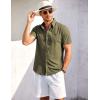 COOFANDY Shirts for Men Short Sleeve Button Down Shirt Casual Summer Beach Shirts(Olive Drab)