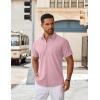 COOFANDY Shirts for Men Short Sleeve Button Down Shirt Casual Summer Beach Shirts(Pink)