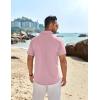 COOFANDY Shirts for Men Short Sleeve Button Down Shirt Casual Summer Beach Shirts(Pink)