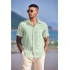 COOFANDY Shirts for Men Short Sleeve Button Down Shirt Casual Summer Beach Shirts(Sea Foam)