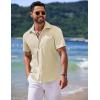 COOFANDY Shirts for Men Short Sleeve Button Down Shirt Casual Summer Beach Shirts(Vanilla Ice)