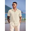 COOFANDY Shirts for Men Short Sleeve Button Down Shirt Casual Summer Beach Shirts(Vanilla Ice)