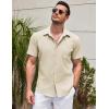 COOFANDY Shirts for Men Short Sleeve Button Down Shirt Casual Summer Beach Shirts(Vanilla Ice)