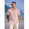 COOFANDY Shirts for Men Short Sleeve Button Down Shirt Casual Summer Beach Shirts(Veiled Rose)
