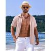 COOFANDY Shirts for Men Short Sleeve Button Down Shirt Casual Summer Beach Shirts(Veiled Rose)
