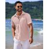 COOFANDY Shirts for Men Short Sleeve Button Down Shirt Casual Summer Beach Shirts(Veiled Rose)
