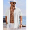 COOFANDY Shirts for Men Short Sleeve Button Down Shirt Casual Summer Beach Shirts(White)
