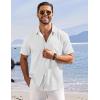 COOFANDY Shirts for Men Short Sleeve Button Down Shirt Casual Summer Beach Shirts(White)