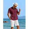 COOFANDY Shirts for Men Short Sleeve Button Down Shirt Casual Summer Beach Shirts(Wine Red)