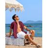 COOFANDY Shirts for Men Short Sleeve Button Down Shirt Casual Summer Beach Shirts(Wine Red)