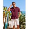 COOFANDY Shirts for Men Short Sleeve Button Down Shirt Casual Summer Beach Shirts(Wine Red)