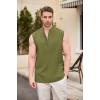 COOFANDY Sleeveless Beach Shirts for Men Summer Tank Shirts Casual Henley Tank Top(Army Green)
