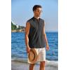 COOFANDY Sleeveless Beach Shirts for Men Summer Tank Shirts Casual Henley Tank Top(Black)