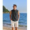 COOFANDY Sleeveless Beach Shirts for Men Summer Tank Shirts Casual Henley Tank Top(Black)