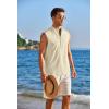 COOFANDY Sleeveless Beach Shirts for Men Summer Tank Shirts Casual Henley Tank Top(Cream)