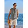 COOFANDY Sleeveless Beach Shirts for Men Summer Tank Shirts Casual Henley Tank Top(Dark Grey)